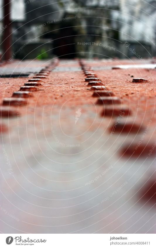 Rivets on rusty steel Stud Steel Rust Row Orange Decline Ruin Firm interconnected rectilineal Metal metal piece Derelict Industrial plant Unkempt corroded