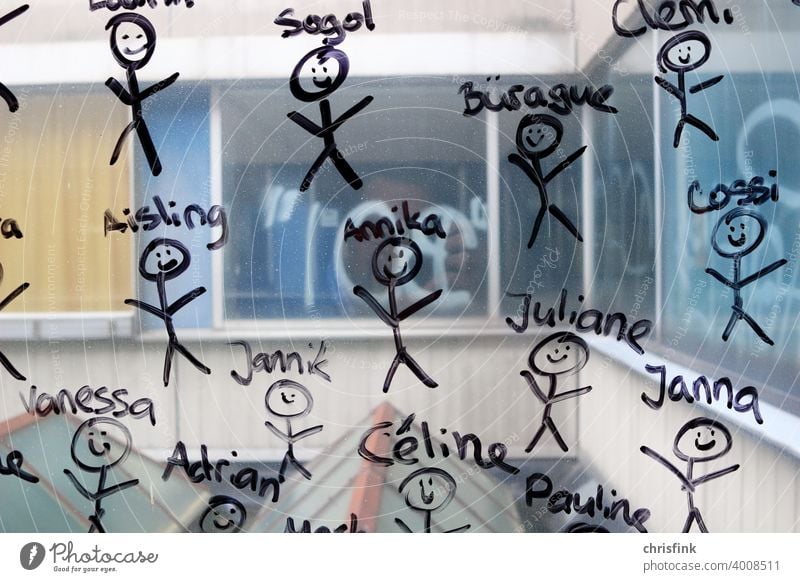 stick figure on window pane kita children Student Youth (Young adults) Infancy Schoolchild Study portrait Education Know Sociology Psychology Poverty Luxury