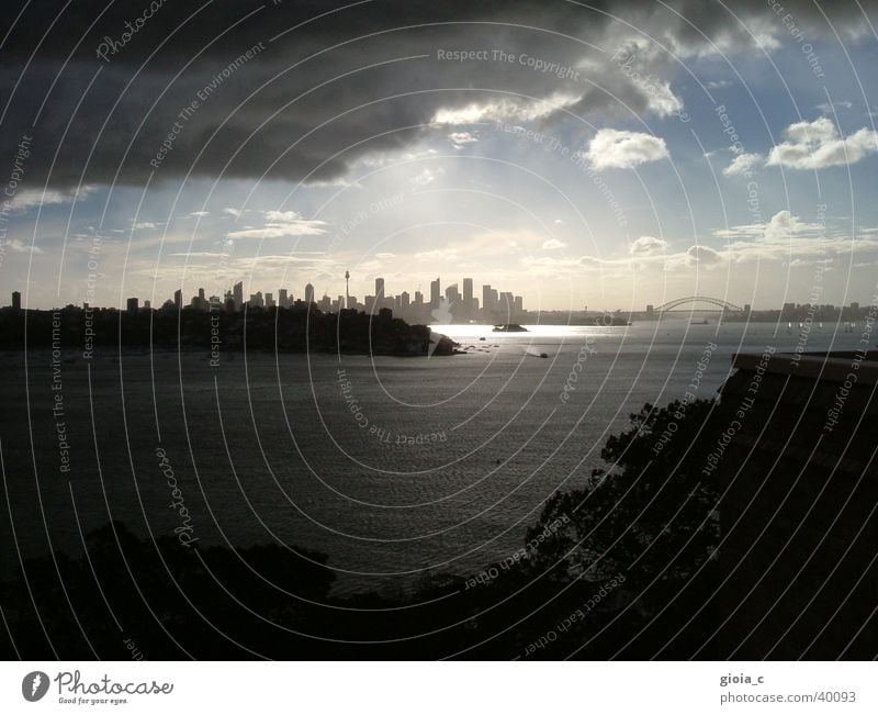 the downfall Sydney Clouds Dark Bring in Town Distress Harbour Bridge Education Fear Panic Vantage point Rain Skyline Sunset