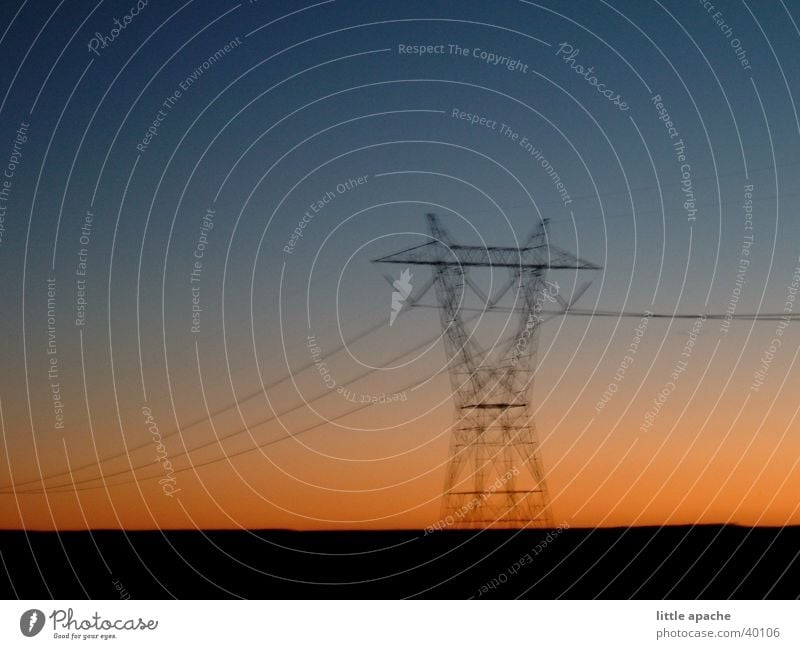 the skid Sunset Telegraph pole Blur Arizona Electricity Electricity pylon Framework Electrical equipment Technology USA Transmission lines Sky