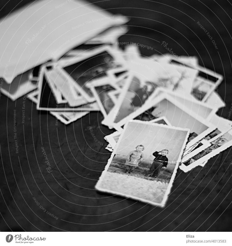 Old photos in black and white Photos remembrances Family photos Envelope Black & white photo infants children nostalgically Analog Photography Nostalgia Retro