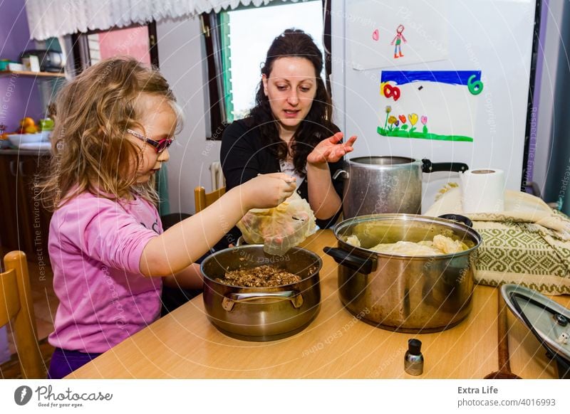 Sarma, sauerkraut cabbage rolls stuffed with minced meat and rice Binder Cabbage Child Childhood Cook Cooking Cuisine Dish Domestic Female Fill Food Forcemeat