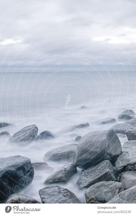 Baltic coast Far-off places Freedom Beach Ocean Waves Environment Nature Water Sky Clouds Autumn Wind Gale Coast Baltic Sea Fresh Cold Wet Wild Blue Gray