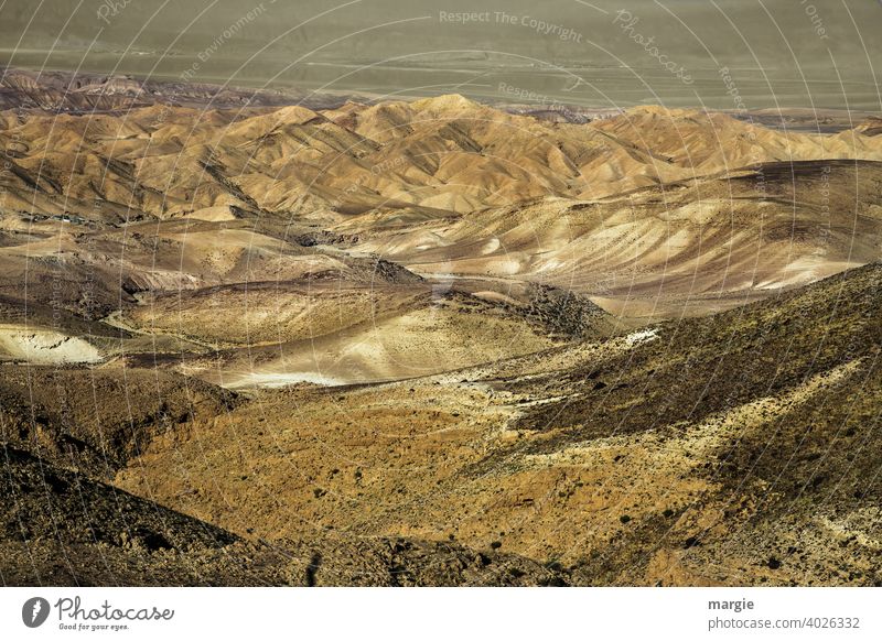 Martian landscape: erosion crater Ramon desert Negev, Israel crater lake Landscape Colour photo Exterior shot Mountain naturally Brown Deserted Sun Shadow