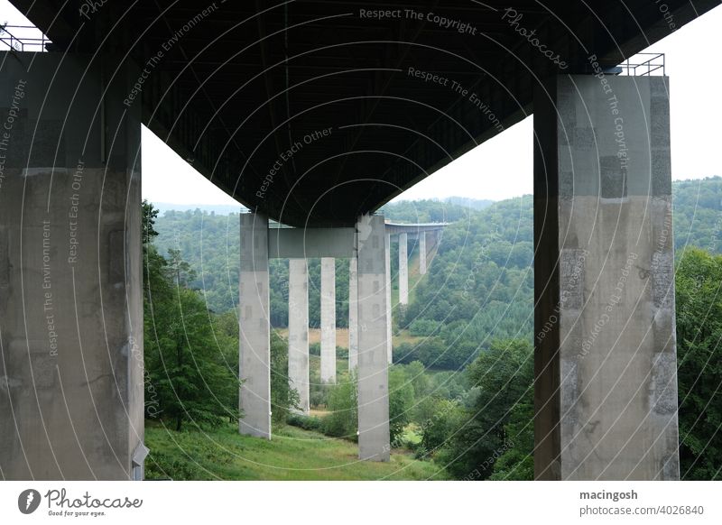 Under the border forest bridge motorway bridge Concrete Steel bridge steel beam bridge Hesse Bavaria Highway motorway 7 bab 7 A7 Transport logistics