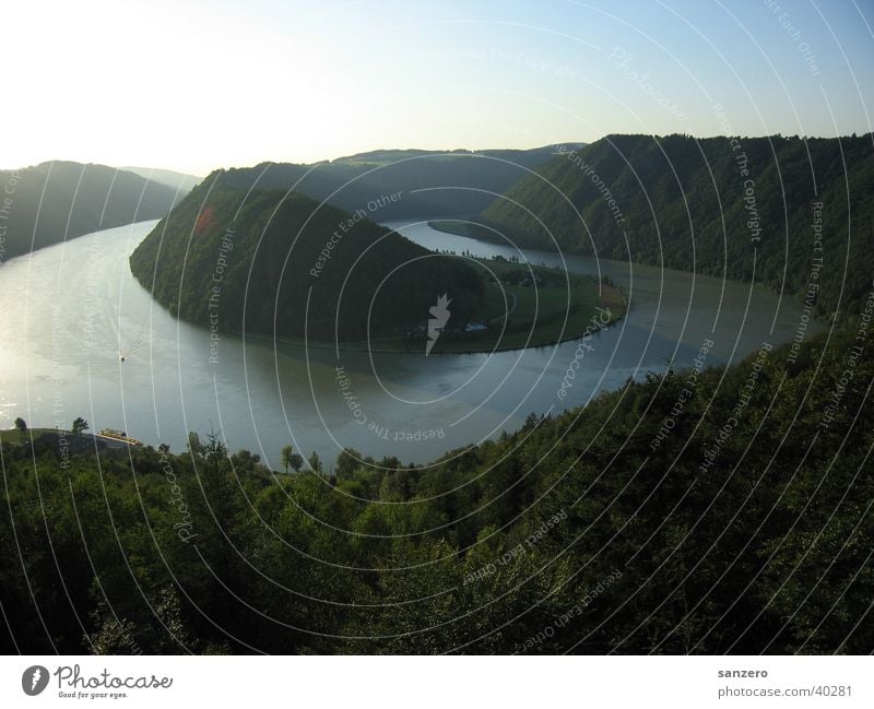 Schlögener Loop Austria Panorama (View) Vantage point Danube slogans Nature Water Large