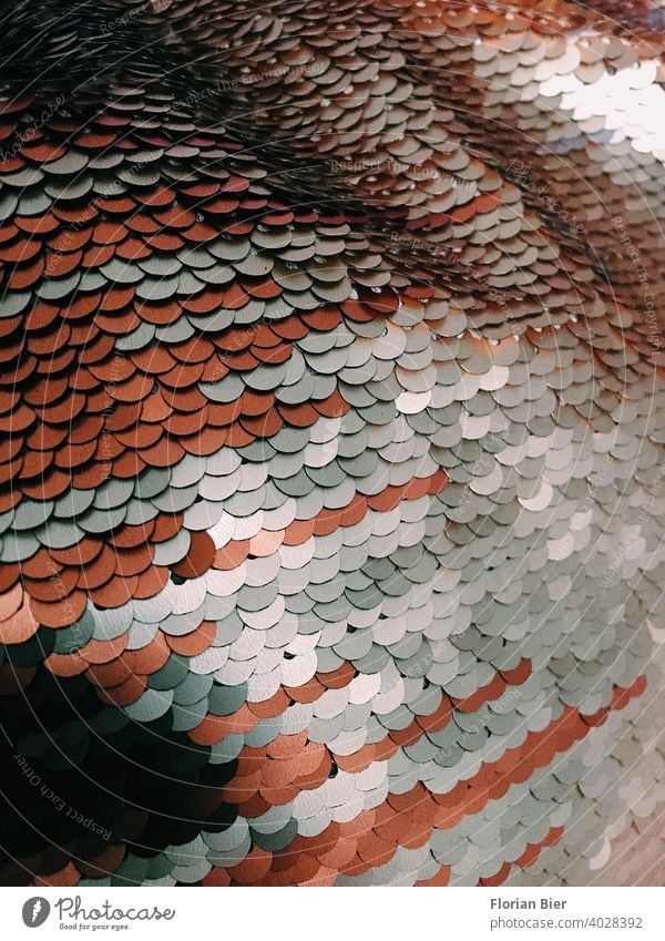 Scaly shiny sequin structure of a pillowcase in detail Structures and shapes Sequin Glimmer Glittering shine Pattern Flake Koi Cushion Detail detailed Red