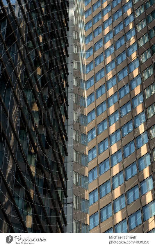 Two high-rise facades in Frankfurt am Main High-rise High-rise facade skyscrapers Tall upstairs Architecture Facade Town Building Window