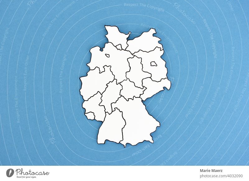 Germany map made of paper with federal states drawn in Map States frontiers Minimalistic Abstract paper cut country Neutral Background outline Illustration