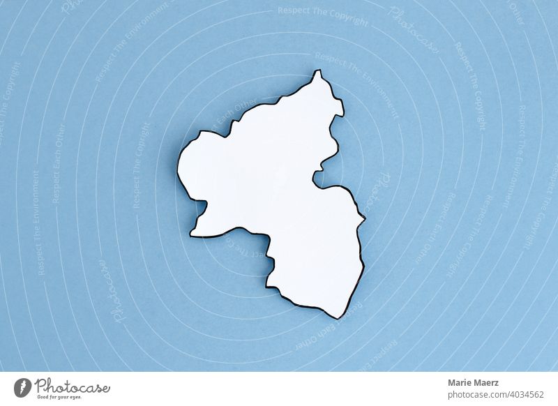 Federal state Rhineland-Palatinate as paper silhouette Structures and shapes Background picture Illustration Neutral Background Minimalistic map Federal State