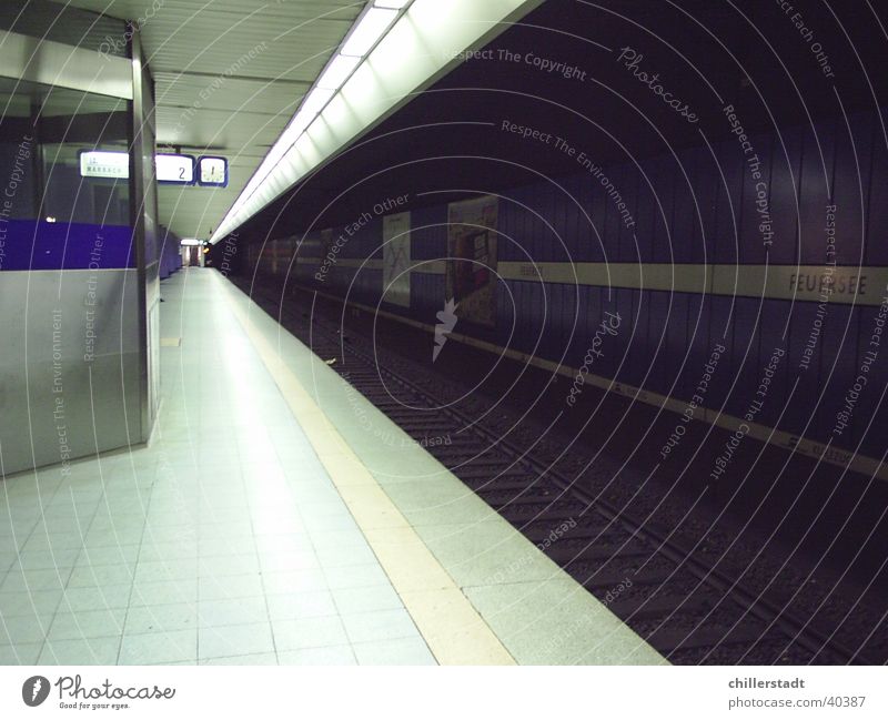 lake of fire Stuttgart Railroad tracks Platform Empty Deserted Dark Transport