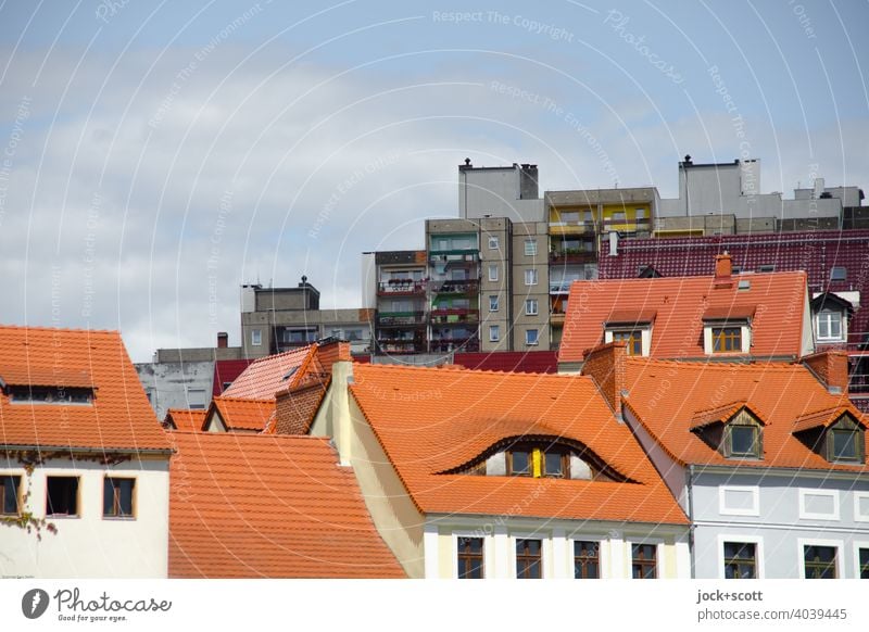 historical Neißevorstadt, behind it a modern prefabricated housing estate goerlitz Zgorzelec Historic Prefab construction Facade Outstanding Architecture