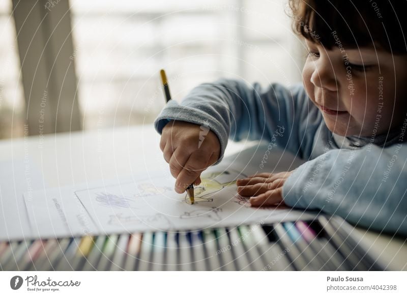 Child drawing with colored pencils childhood Draw Drawing colorful Pencil Creativity Education educational kid creativity paint creative art Kindergarten