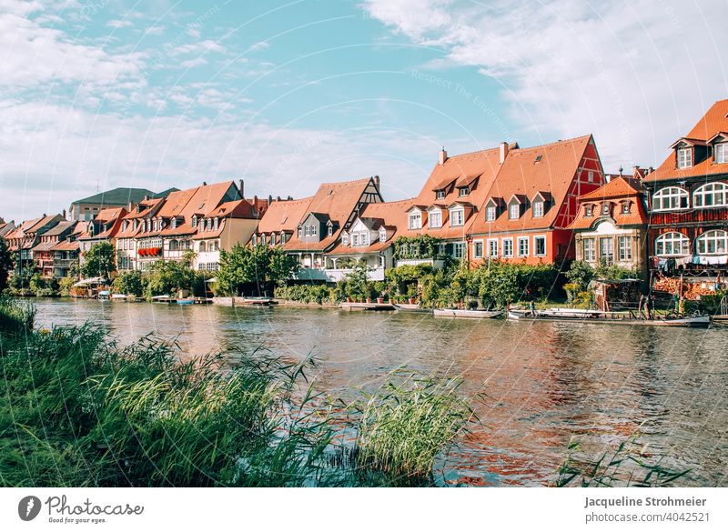 Little Venice in Bamberg, Germany Regnitz river Upper Franconia Bavaria World heritage Fishermen's Village row houses Housefront Exterior shot Architecture