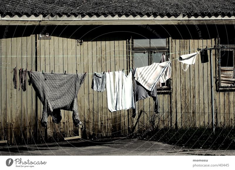 barracks idyll Shed Clothesline Social Wooden hut Architecture Poverty standard of living