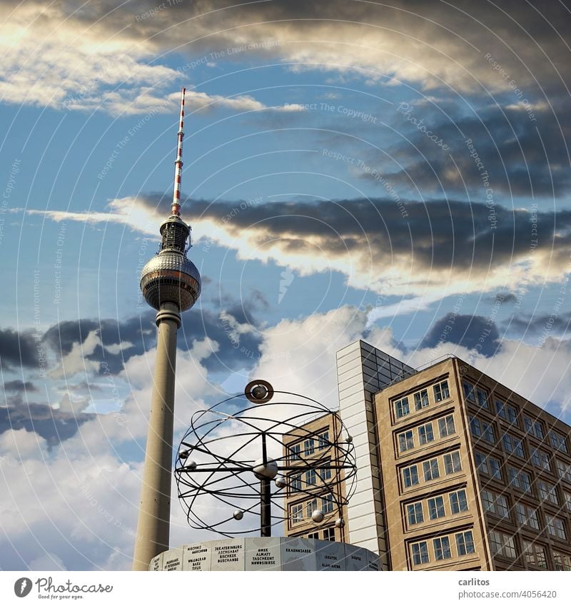 Berlin | Alexanderplatz World time clock Television tower Berlin TV Tower Landmark Sky Capital city Architecture Tourist Attraction Downtown Berlin