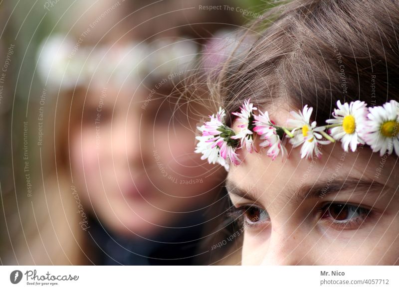 wreath of flowers Youth (Young adults) Feminine Hair and hairstyles Summer Flower wreath Blossom Authentic Observe naturally Fresh pretty Curiosity Emotions