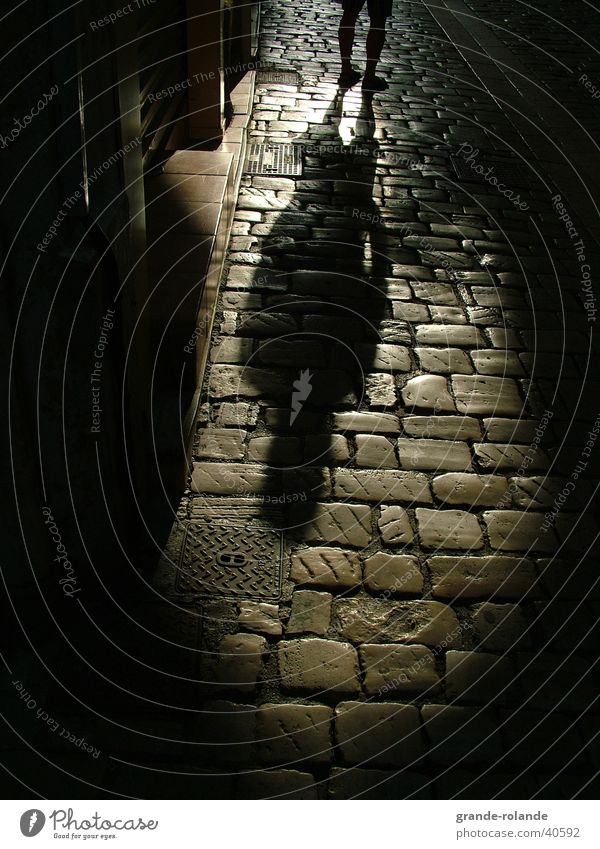 shadow Dark Provence Black Man Shadow Stone Street Black & white photo