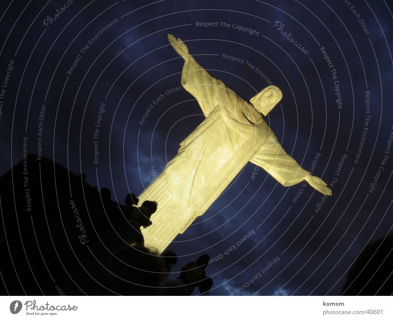 Brazil Statue of Christ Night Light Jesus Christ South America Sky