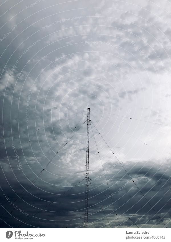 Telecommunication tower and the storm Telecommunications Technology Information Technology Tower Broadcasting tower transmission Wireless signal network Sky