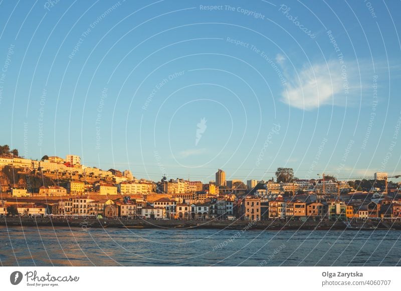 View on Vila Nova De Gaia from Porto, Portugal. portugal city europe vila nova de gaia porto sunset douro architecture cityscape skyline travel old town view