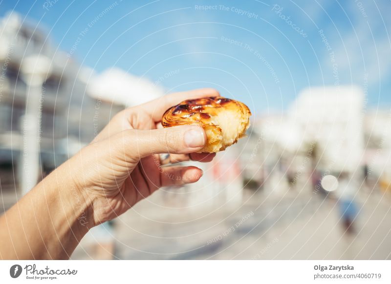 Traditional portuguese dessert Pastel de Nata. traditional pastel de nata baked bakery breakfast delicious egg food meal pastry portugal tart tasty cake cream