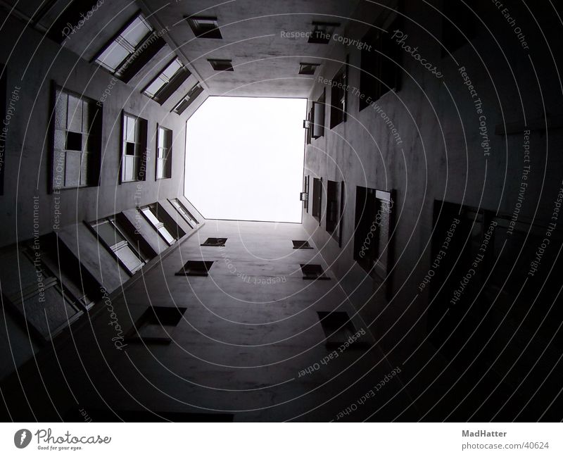 Window to the courtyard House (Residential Structure) Backyard Dark Photographic technology Farm Penitentiary