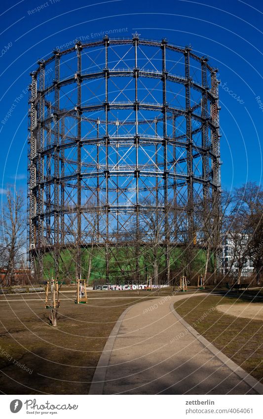 Gasometer Schöneberg Evening Architecture Berlin Office city Germany Twilight Worm's-eye view Capital city House (Residential Structure) Sky High-rise Industry