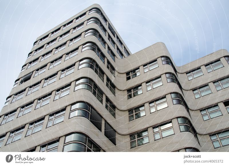 soberly sober house facade Shell House Facade Tourist Attraction Retro Innovative Undulation architectural photography Curved Style Berlin zoo Office building