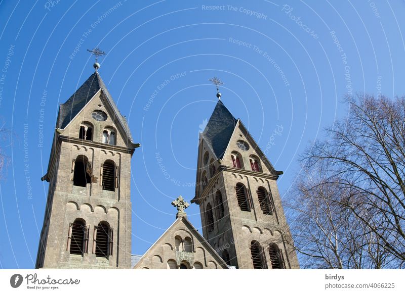 The Immerather Cathedral St. Lambertus. The church was demolished on 08.01.2018 by the energy provider RWE as well as the whole village to extract the underlying brown coal.The holes in the towers testify to the salvage of the bells.