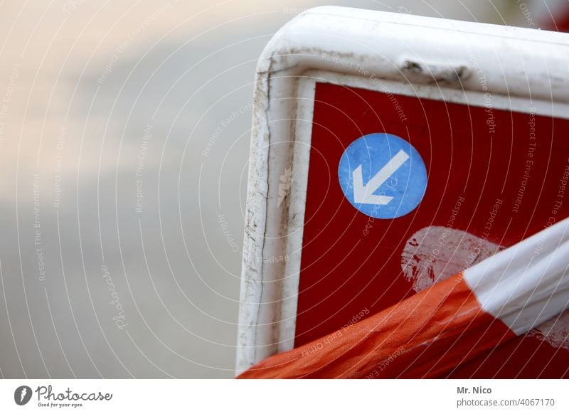 Attention construction site Sign Arrow Lanes & trails Street Traffic infrastructure Urban traffic regulations Symbols and metaphors Barrier Signs and labeling