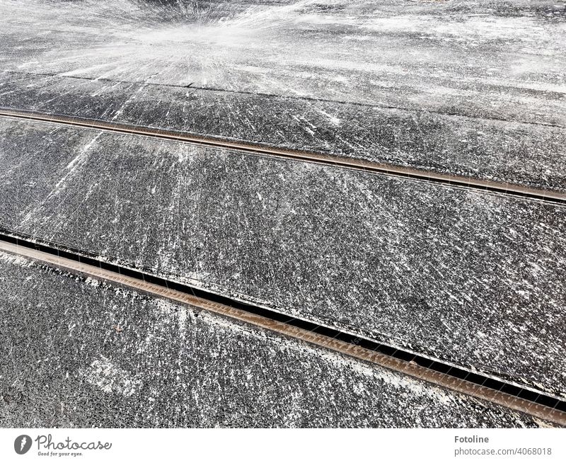 Splash in white and grey II splash Street Exterior shot color bomb Explosion White Gray Traffic lane tram tracks rails Rail transport Black & white photo