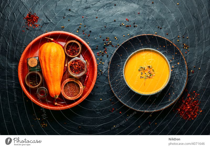 Autumn pumpkin cream soup,homemade food squash pumpkin soup vegetable bowl puree vegan autumnal healthy vegetable cream soup autumn food autumn soup vegetarian