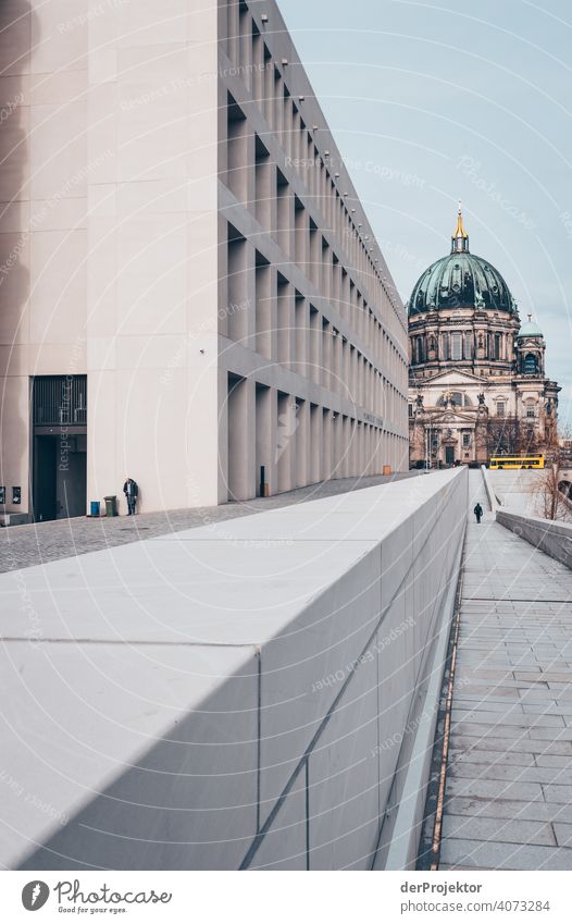 Humboldtforum in the Berlin Stadtschloß with Berlin Cathedral in the background Spree Blue sky Historic Buildings Downtown Tourist Attraction Copy Space right