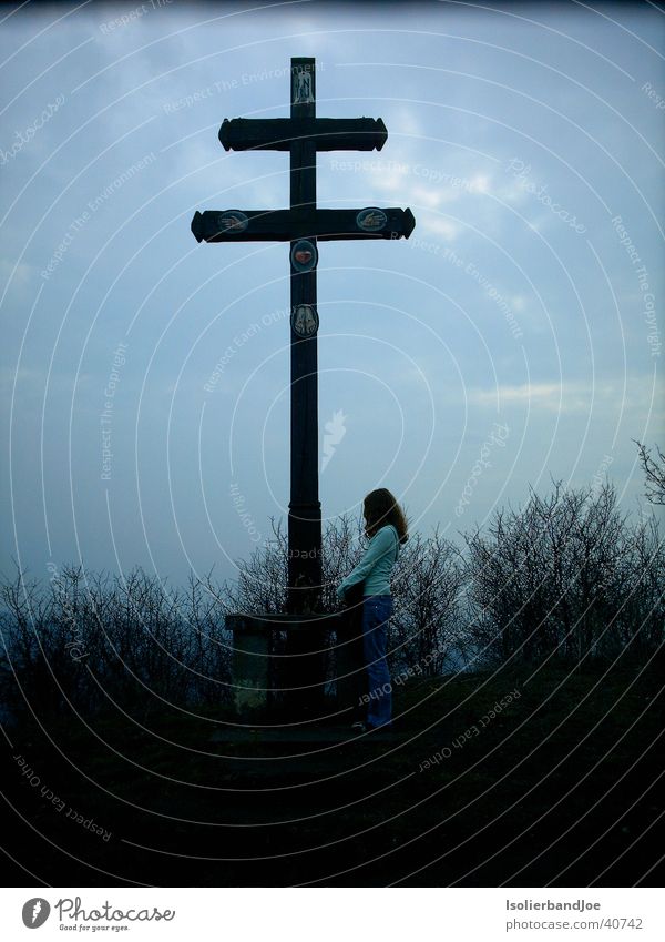 Mountain cross at Staffelberg (Bad Staffelstein) Culture Twilight Leisure and hobbies Nature Back Past