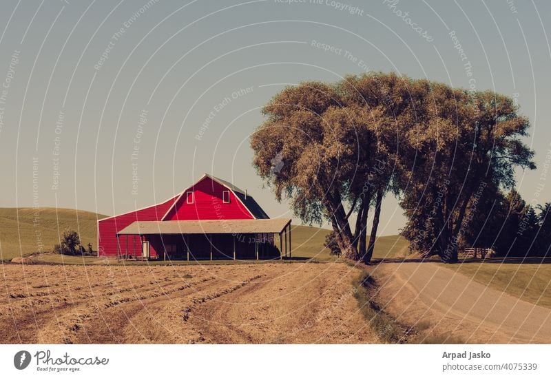 Big Red 2 Barn Chambers Country Desert Dirt Road Gravel Palouse Red Barn Rural Washington wheat