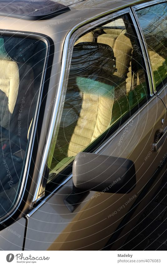 Interior in light beige of a French limousine of the seventies and eighties at the Barkhausen estate in Asemissen near Leopoldshöhe in East Westphalia-Lippe car