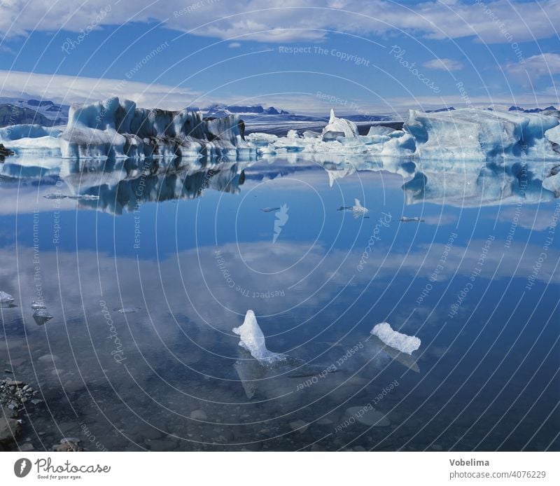 Joekulsarlon, a glacier lagoon on Iceland Water Snow Iceberg glacial lake Jökulsárlon glacial water glacial river Glacier ice Europe Northern Europe icebergs