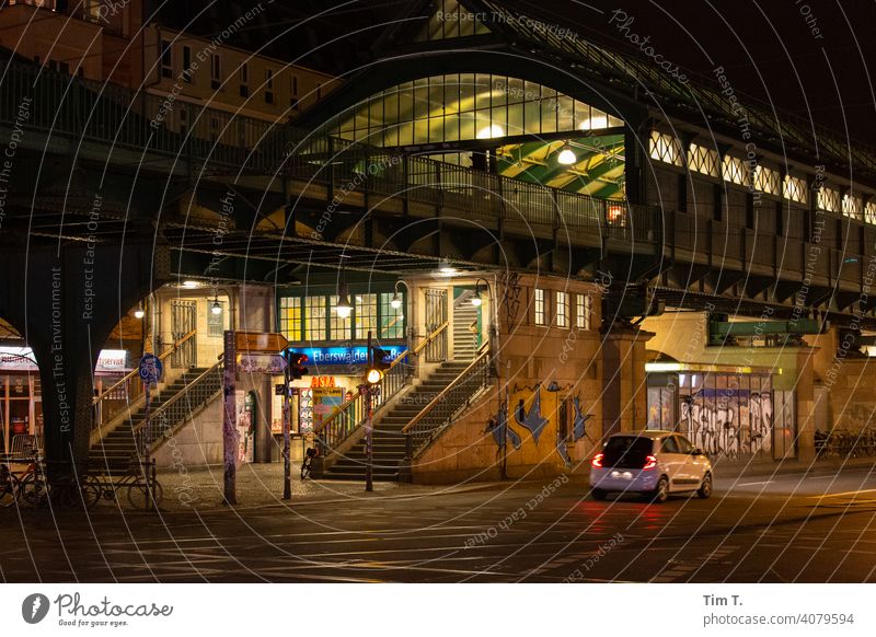 U Eberswalder Straße station at 00:00 hrs Schönhauser Allee Prenzlauer Berg Night Train station Station night Berlin Town Exterior shot Old town Capital city