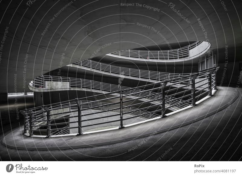 Lockdown in the parking garage. Tunnel crossing Underpass Steel factory technique Infrastructure Town Lighting Contrast urban columns Escape route Mechanics