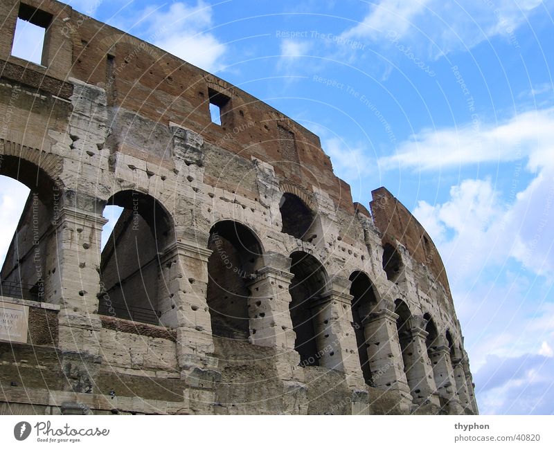 Colosseum (detail) Rome Wall (barrier) Ruin Europe Arch Sky