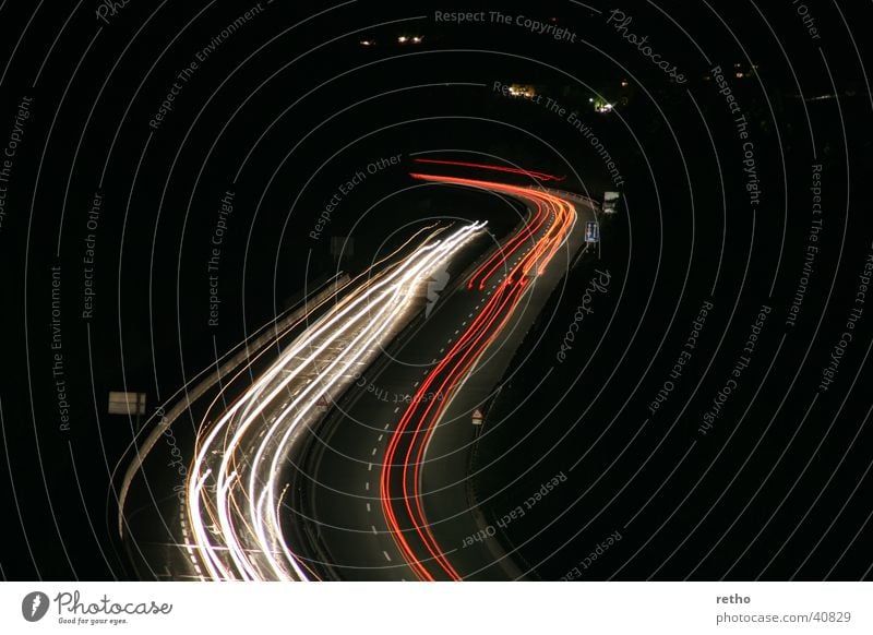 light traces Highway Tracer path Long exposure White Red Rear light Floodlight S-curve