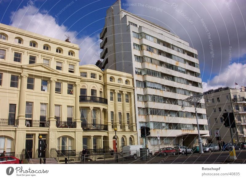 "Old" next to "New" England Brighton House (Residential Structure) Derelict Housefront Architecture Contrast English architecture