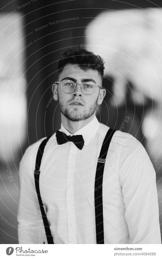 model portrait Masculine Adults Shirt Suspenders Lifestyle 18 - 30 years Young man Cool (slang) Style Fashion Man Attractive fashionable Hair and hairstyles