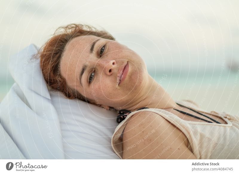 Woman in sunglasses resting on resort portrait beautiful relax attractive tourism lifestyle horizontal female copy space trip pretty vacation woman maldives