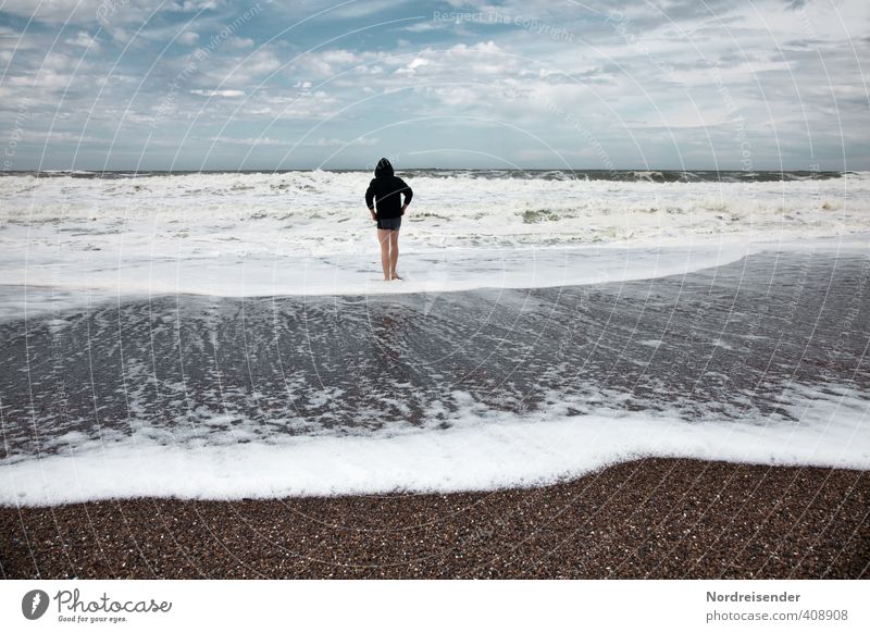 off-season Life Senses Relaxation Beach Ocean Human being Man Adults 1 18 - 30 years Youth (Young adults) Elements Water North Sea Swimming & Bathing Healthy