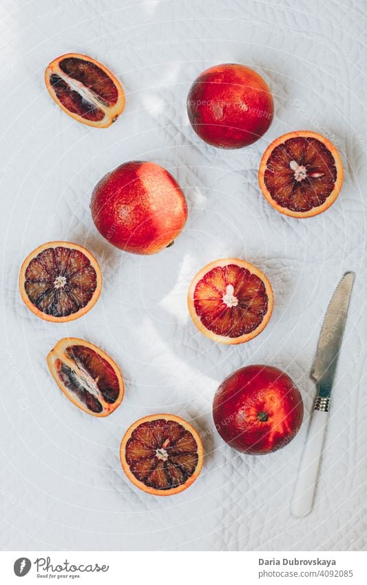 red oranges. minimal still life fresh healthy tropical juice exotic summer concept fruit style background freshness summertime sweet juicy refreshing citrus