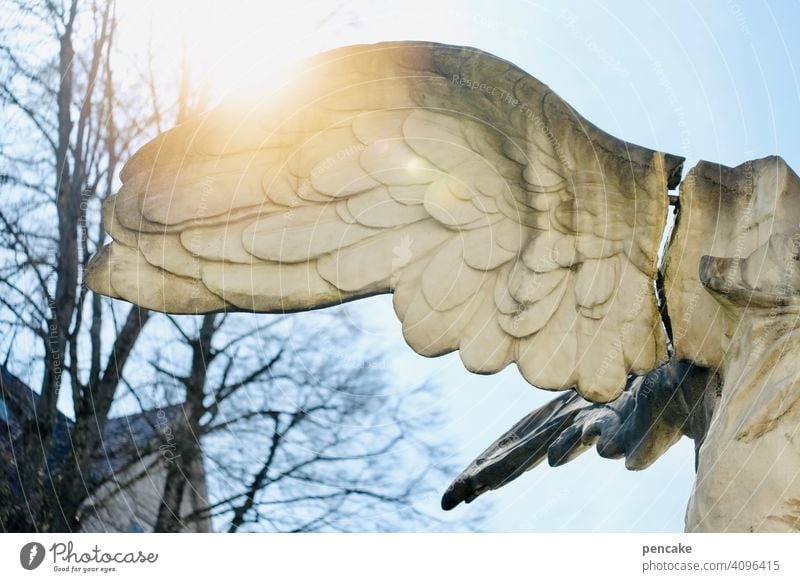 illusion | broken wings Statue Stone Marble Grand piano Angel Broken Back-light Sun Religion and faith Art Symbols and metaphors Belief Holy Spirituality