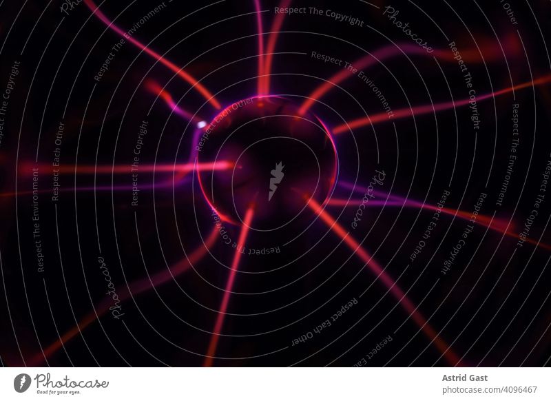 Close-up of a bacterium, virus or luminous element Virus Abstract Light Plasma Energy Red Electricity Illuminate Glow shine Living thing Feeler Arm Design