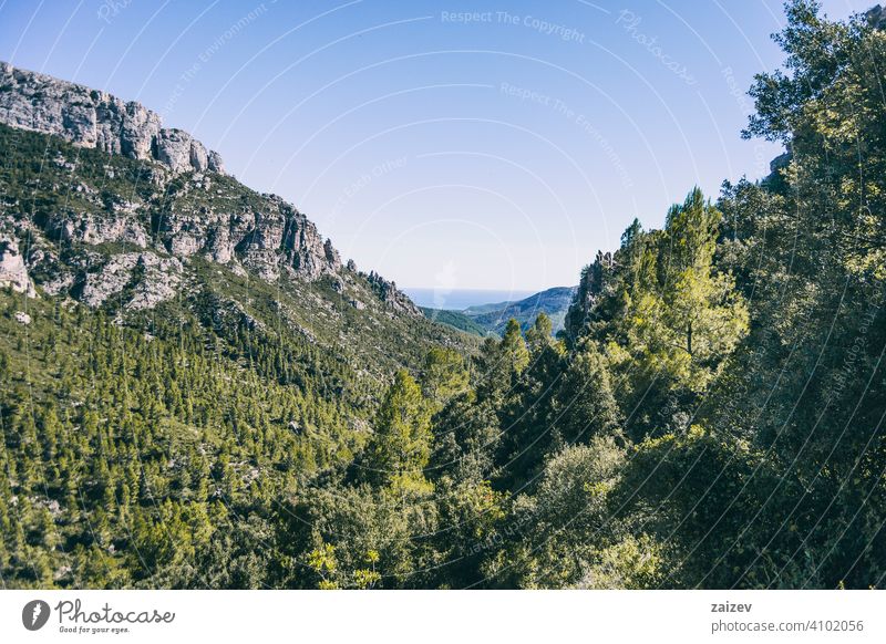 view from the top of a mountain in catalonia. eroded layered canyon nature outdoors travel destinations spain tarragona descent moment moody ascend haze huge